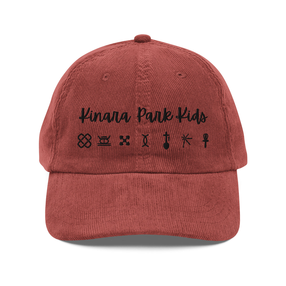 ●ANOETIC● CORDUROY LETTERING BALL CAP_RED Kwanzaa Adinkra Symbols BLK Vintage corduroy cap – Kinara