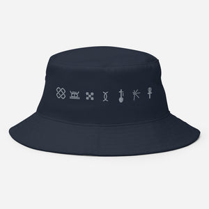 Kwanzaa Adinkra Symbols GRY Old School Bucket Hat