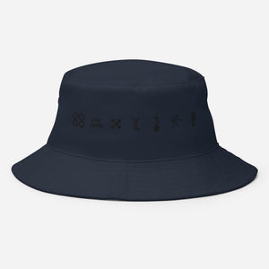 Kwanzaa Adinkra Symbols BLK Old School Bucket Hat