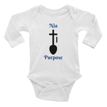 Load image into Gallery viewer, Nia Purpose Symbol Infant Long Sleeve Bodysuit