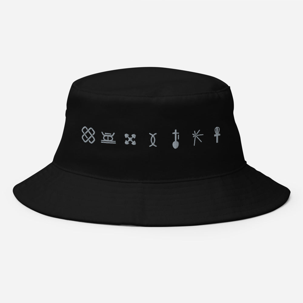 Kwanzaa Adinkra Symbols GRY Old School Bucket Hat