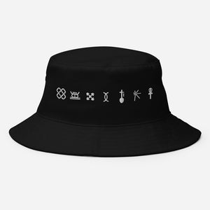 Kwanzaa Adinkra Symbols WHT Old School Bucket Hat