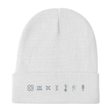 Load image into Gallery viewer, Kwanzaa Adinkra Symbols GRY Embroidered Beanie
