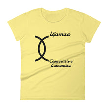 Load image into Gallery viewer, Ujamaa Cooperative Economics BLK SYM Women&#39;s short sleeve t-shirt