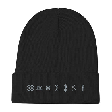 Kwanzaa Adinkra Symbols GRY Embroidered Beanie