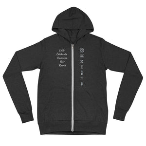 Kwanzaa Adinkra Symbols GRY Unisex zip hoodie